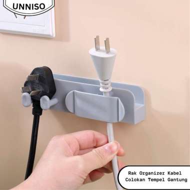 UNNISO - Rak Organizer Kabel Colokan Tempel Gantung
