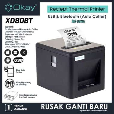 100% Produk Ori Thermal Printer 80Mm Printer Reciept Pos Ppob Printer Kasir Okay Multicolor