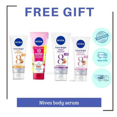Nivea body serum extra bright super vitamin night nourish care|Tubuh Cerah & Lembap care protect 70 