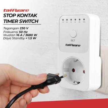 Stop Kontak Programmable Timer Switch 6 Program 230V/16A W03 T Colokan Listrik Staker Gepeng Seteker