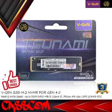 SSD V-GeN Tsunami 1TB 2TB M.2 NVMe PCle Gen 4.0x4 NON HEATSINK Vgen SSD 1 TB