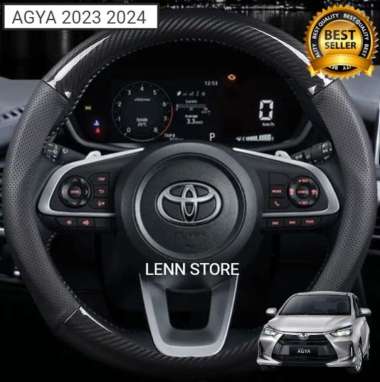 Cover Pelindung Sarung Stir Carbon Mobil Toyota Agya 2023 2024