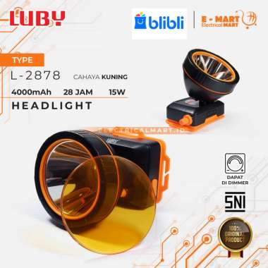 Senter Kepala LUBY L-2878 15W Kuning HeadLamp Luby Charge 15 watt