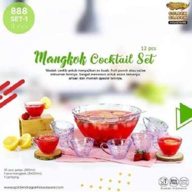 Mangkok Tempat Minuman Es Buah Set + 10 Gelas 1 Centong Mika Akrilik