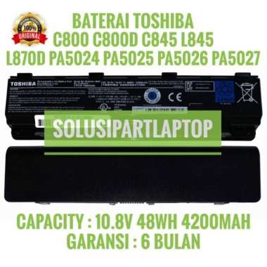 ORI Baterai Laptop Toshiba Satelite C800 C840 C845 C850 PA5024U