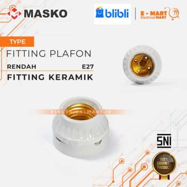 MASKO Fitting Plafon KERAMIK RENDAH E27 Fitting Lampu Taman DLX