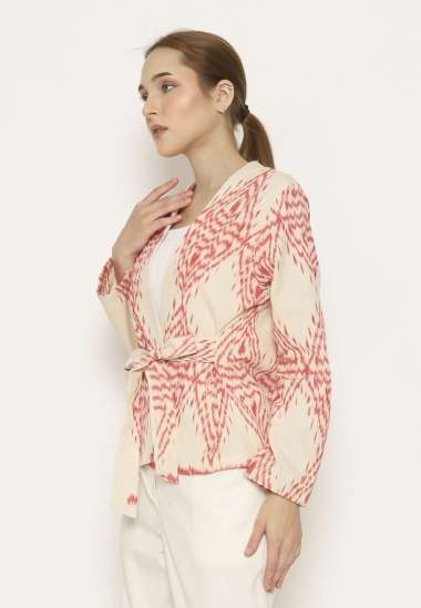 Batik Etniq Craft Yuki Kimono Tenun Obi Set Masker-Red XXL
