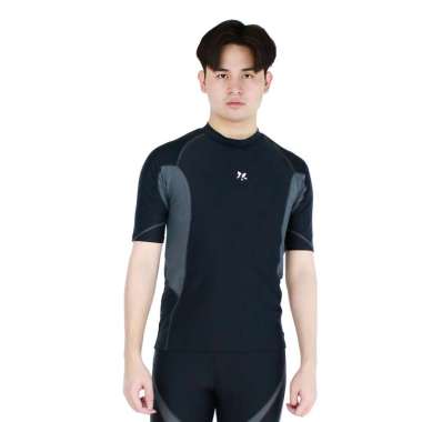 Lasona Men Swimwear Baju Atasan Renang Pria BM-A3352-L4 Ready Big Size L Black DGrey