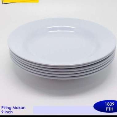 Piring Onyx Asli Cekung 9" | Piring Putih Glossy Piring Makan Melamin