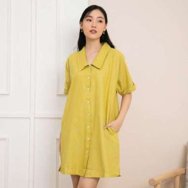 Nuboutique - Ivy Dress - Midi Dress Linen Bangkok yellow lime