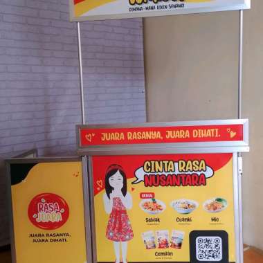 Booth Portable Meja Lipat Rombong gabung dengan Meja Kompor 1 Tungku bahan aluminium dapat dilipat