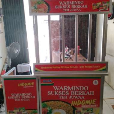Booth Portable Meja Lipat Rombong Warmindo gabungan dengan Meja Kompor 1 Tungku Dapat Dilipat Bahan 