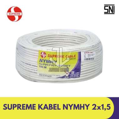 SUPREME KABEL NYMHY 2x1,5 KABEL SERABUT ISI 2 50 METER 50M HITAM & PUTIH HITAM
