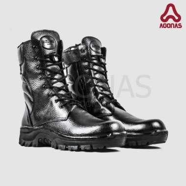 MIVASO - Sepatu PDL Militer Kulit Sapi Asli Sepatu PDL Kulit Jeruk Satpam Tni Polri 40 Hitam