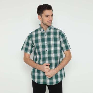 Platini Kemeja Kotak-Kotak Pria Lengan Pendek Green 73480 S