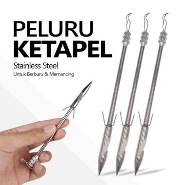 anak panah Ketapel Ikan Stainless Steel Slingshot Dart 3 PCS 14 cm - No Color