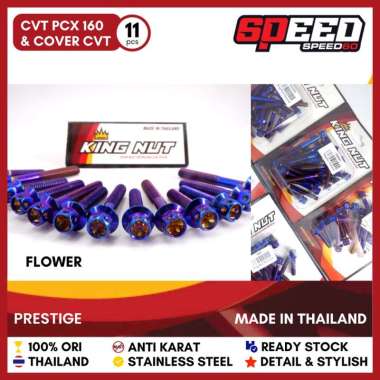 Baut Set CVT dan Cover CVT Honda PCX 160 Baut Probolt Stainless King Nut Thailand Spiral Blue