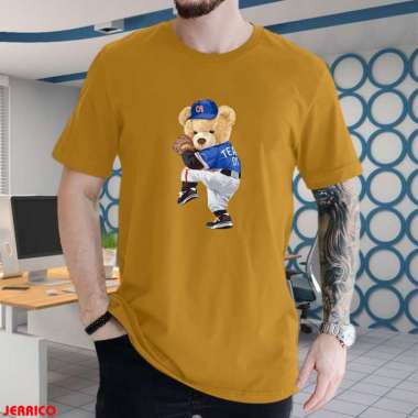 KAOS OBLONG LENGAN PENDEK | KAOS ATASAN PRIA | KAOS DISTRO DESAIN GAMBAR BEARBISBOL XXL KUNING MUSTA