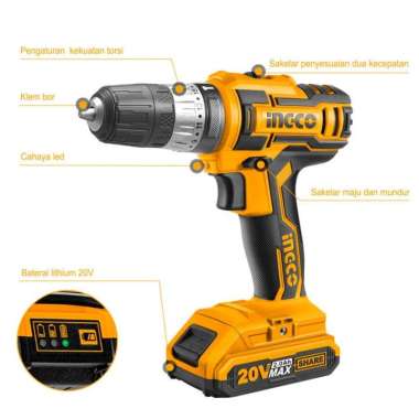 MESIN BOR IMPACT CORDLESS 20V BOR BATERAI INGCO CIDLI200215 Unit Saja