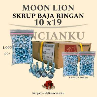 lion baut baja ringan 10x19 skrup baja ringan moon lion 100 pcs