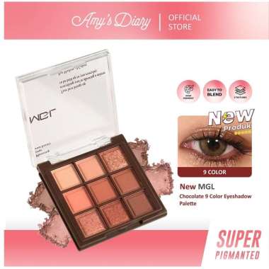 AMY'S DIARY Chocolate 9 Color Eyeshadow Pallete 9 Warna Matte and Glitter Pigmented Lasting