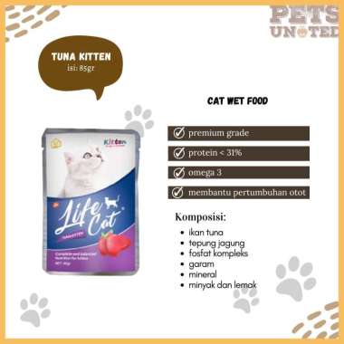 Life Cat Pouch Kitten 85GR - Makanan Basah Kucing Junior Life Cat Wet Food TUNA