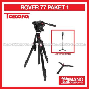 Takara ROVER 77 Compact 2 in 1 Video Pan Head Tripod Monopod Kit PAKET 1