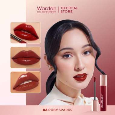 Wardah Glasting Liquid Lip - Hi-Pigmented Glass Color 06 Ruby Sparks