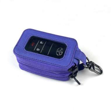 VICE Dompet remote keyless mobil motor universal gantungan kunci sarung remot double zipper Ungu
