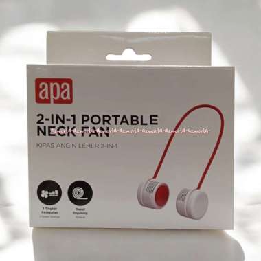 Apa 2-in-1 Portable Neck Fan Kipas Angin Leher Kecil Mini Bisa Digulung Lipat Warna Putih Merah 2in1