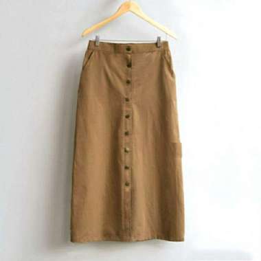 casual button skirt rok/ model terbaru kekinian murah - cream, XXL XXL mocca