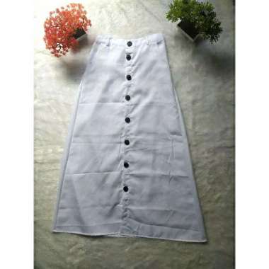 casual button skirt rok/ model terbaru kekinian murah - cream, XXL L Putih