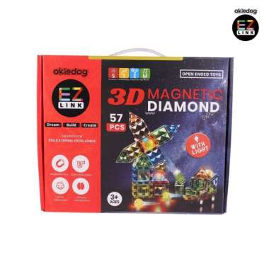Okiedog EZLINK Magnetic Diamond With Light 57PCS - Mainan Magnet Edukasi anak