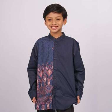 Elzatta Baju Koko Anak lengan panjang Nanjana Boy 10 NAVY
