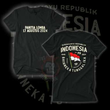 KAOS PANITIA 17 AGUSTUS 2024 - BAJU 17 AGUSTUS 2024 - HUT RI KE 79 BAJU TSHIRT 17 AGUSTUSAN HITAM IN