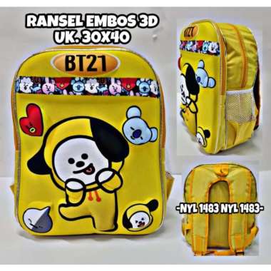 Tas Timbul Termurah Tas Ransel Anak Perempuan Sekolah SD Motif BT 21 Kartun 3D Led KUNING BT 2 1