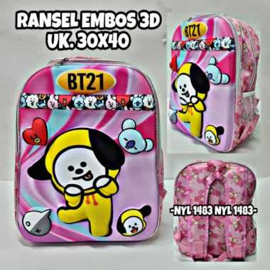 Tas Timbul Termurah Tas Ransel Anak Perempuan Sekolah SD Motif BT 21 Kartun 3D Led PINK BABY BT 2 1
