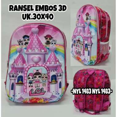 Tas Timbul Termurah Tas Ransel Anak Perempuan Sekolah SD Motif BT 21 Kartun 3D Led PINK LOL