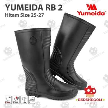 Sepatu Boot Tinggi YUMEIDA RB 2 Hitam Boots Karet Lokal Nyaman Ringan Anti Air & Slip Proyek 26