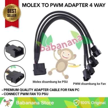 Adapter Molex 4 pin to Quad fan power konektor 3 pin 4 Pin 12V sleeve 1 to 5