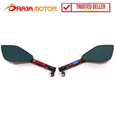 RajaMotor Spion Fairing / Non-Fairing Kaca Biru Aluminium CNC Model Tomok 2 V5 Merah