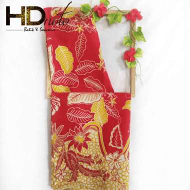 HDnoto Oleh-Oleh Batik Belitung Cetak Motif Daun Simpor Kombinasi Daun Monstera
