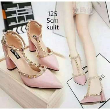 SEPATU HIGH HEELS WANITA VALENTINO PINK UL50 FASHION KOREA STYLE KEKINIAN SEPATU KERJA KANTOR PESTA 