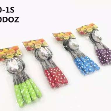 6pcs/pack Sendok Polkadot Stainless Sendok Makan Standar Polkadot