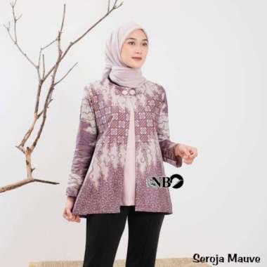 Batik wanita atasan batik modern batik kerja kantor blouse batik bolero L Bolero Seroja mauve