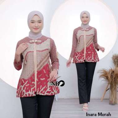 Batik wanita atasan batik modern batik kerja kantor blouse batik bolero M Bolero Inara merah