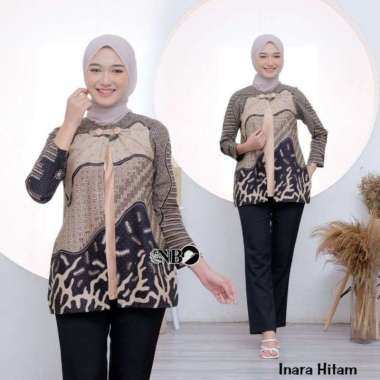 Batik wanita atasan batik modern batik kerja kantor blouse batik bolero L Bolero Inara hitam