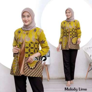 Batik wanita atasan batik modern batik kerja kantor blouse batik bolero XL Bolero melodi lime