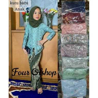 Kebaya kutu baru Payet anak kebaya anak perempuan lengan panjang kebaya kutubaru anak setelan baju a