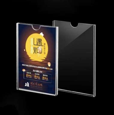 Akrilik Tempat Brosur Tempel Sign Holder - A4 Horizontal